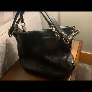 Black leather coach purse